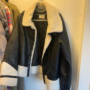 Pleather Sherpa Coat